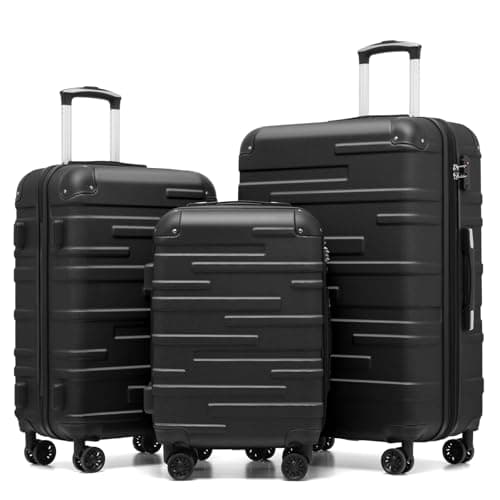 Image of COOLIFE Hard Shell Suitcase with TSA Lock and 4 Spinner Wheels Lightweight Durable (Grey, 3 Pcs Set)