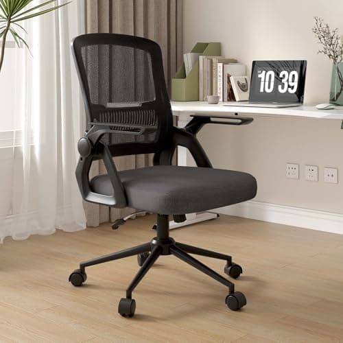 Image of rattantree Office Chair Ergonomic Desk Chairs for Home 360° Swivel Rocking Function Computer Chair with 90° Flip-up Armrest Height Adjustable Mesh Chair with Padded Seat Cushion