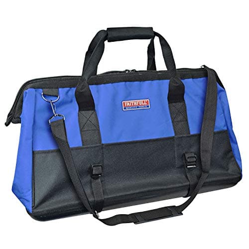 Image of Faithfull FAITBHB24 Wide Mouth 610mm (24in) Tool Bag with Hard Base, Steel Frame, Adjustable Strap with 17 Pockets
