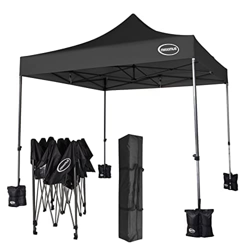 Image of MAXIMUS HEAVY DUTY POP UP GAZEBO 3m x 3m COMMERCIAL MARKET STALL WITH 4 WEIGHT BAGS (No Walls, Black)