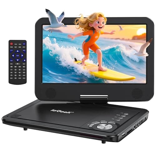 Image of ieGeek 12.5" Portable DVD Player with 10.5" HD Swivel Screen, 5 Hrs Battery, Car Travel DVD Players for Kids & Elderly, Region Free, Support Sync TV/USB/SD Card/Earphone/Multiple Disc Formats, Black