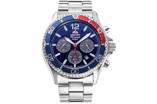 Image of ORIENT Sports Diver Mako Solar Chrono Chronograph Watch Steel Casual Sports Diver RA-TX02, Pepsi, Sporty