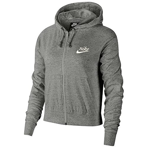 Image of Nike W Nsw Gym VNTG Hoodie Fz Sweatshirt - Dark Grey Heather/(Sail), X-Small