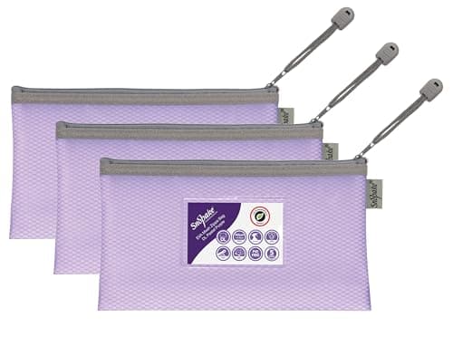 Image of Snopake DL High Capacity Pastel Purple EVA Mesh Zippa-Bag [Pack of 3] 240 x 130mm – Heavy Duty Bag with Hanging Loop and Business Card Holder [15934]