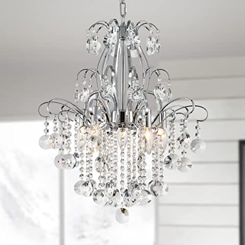 Image of WUZUPS Crystal Chandelier 5-Light Pendant Ceiling Light Modern Lighting Fixture for Bedroom Hallway Bar Kitchen Bathroom, H 57 x W 50, E14 Base, Chrome
