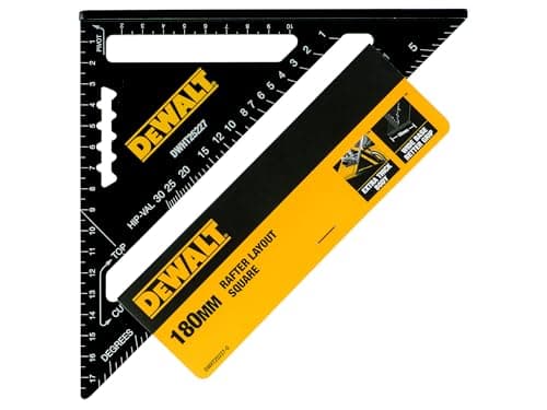 Image of Dewalt Metric speed square 18cm, has an extra-thick, extruded aluminium body that holds up to heavy-duty use, ideal for use as saw guide