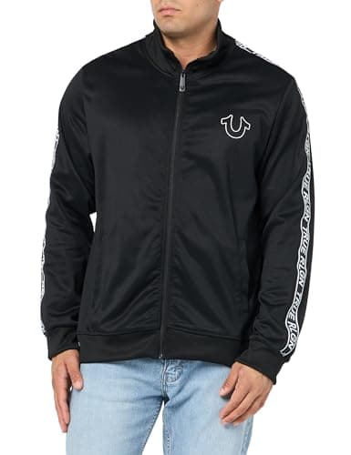 Image of True Religion Men's Tape Track Jacket, Jet Black