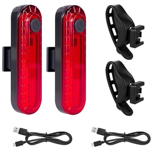 Image of Adiwo 2 Pack LED Rear Bike Tail Light, 5 LED Ultra Bright, USB Rechargeable Bicycle Taillights, 4 Light Mode, Safety Warning Strobe, Multiple Scenarios for Cycling Helmet Running