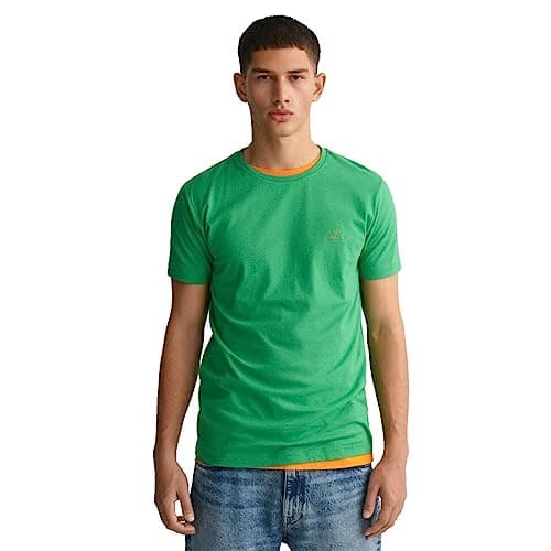 Image of GANT Men's Contrast Logo SS T-Shirt, Mid Green, L