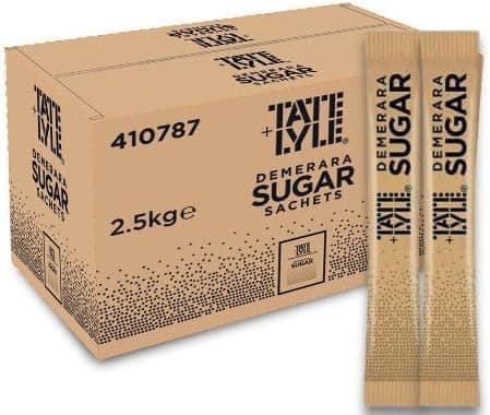 Image of Tate & Lyle Demerara Sugar Sticks – 1000 × 2.5 g (Total 2.5 kg) | Single-Serve Sachets | Ideal for Coffee, Tea & Catering | Portion-Controlled Sticks