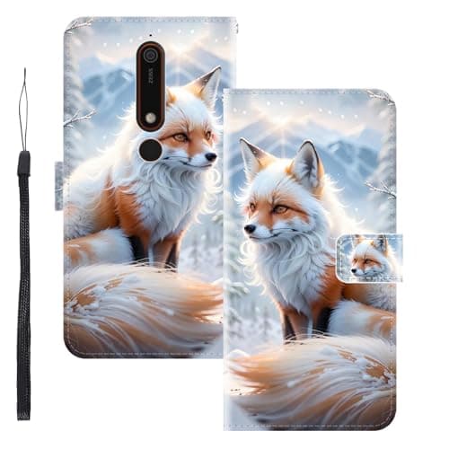 Image of WUACYEAMING for Nokia 6.1/Nokia 6 VERSION 2018 Case Wallet,Flip Phone Case Wallet Cover Animal Pattern Cute Design with Card Slot Holder Kickstand Magnetic Closure Leather Marble