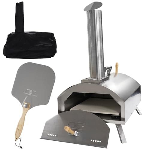 Image of Outdoor Pizza Oven Stainless Steel - INCLUDES Rain cover, Pizza Peel & Stone - Wood Fired Pizza Ovens Pellet Pizza Oven Outdoor Portable