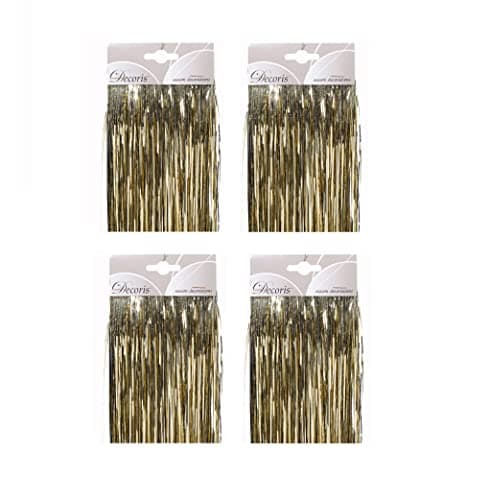 Image of Kaemingk 4 Gold Lametta Foil Tinsel Garlands Strands Christmas Tree Decor 50cm x 40cm