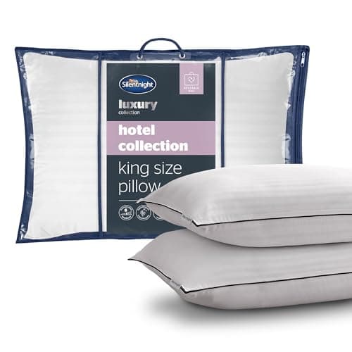 Image of Silentnight Hotel Collection Super King Pillow - Covers Half of a Super King Size Bed - Luxury Quality Big Large Pillow - Soft Touch Cover Filled with the Finest Fibres - Soft Support, 90x48cm, 2 Pack