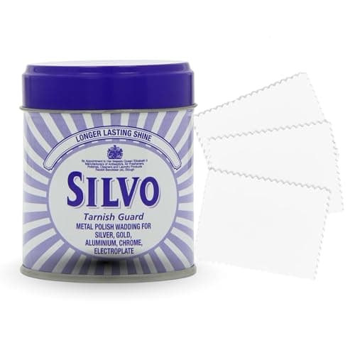 Image of Silvo Polish Wadding Tarnish Guard 75g with 3x Professional Jewellery Cleaning Cloths | Silver Cleaner & Jewellery Cleaner | Metal Polish for Silverware, Chrome & Brass