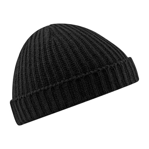 Image of Beechfield Unisex Retro Trawler Winter Beanie Hat, Black - One Size