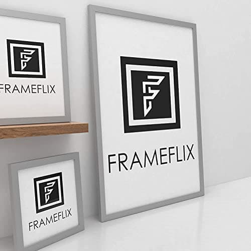 Image of FrameFlix Silver 15x10 Inch Thin Picture Photo Frame Wall Hanging Wood Effect