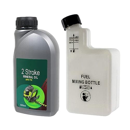 Image of SPARES2GO 2 Stroke Low Smoke Mineral Oil (500ml) + Fuel Mixing Bottle (1 Litre)