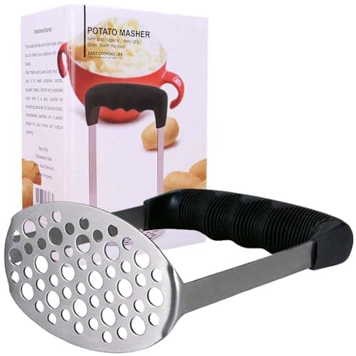 Image of Starchef Stainless Steel Masher Ricer with Soft Handle,Fruit & Vegetable, Potato Ricer Masher(Black)