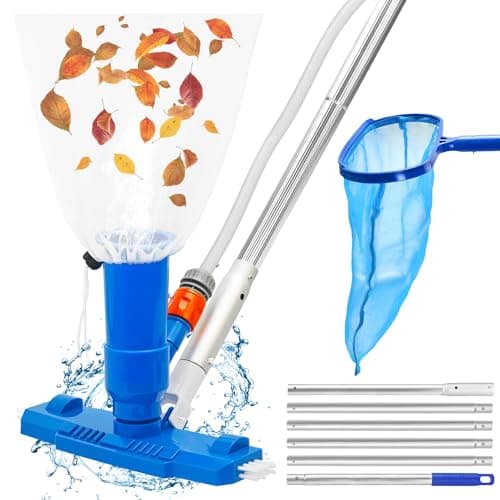 Image of Pool Vacuum Cleaner with Large Capacity Skimmer Net,1.7m Extenable Swimming Pool Vacuum, 5 Pole Section Portable Pool Maintenance Kits with Pool Nets for Cleaning, Pool Cleaning Kit For Ponds Hot Tubs