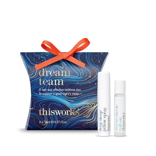 Image of This Works Dream Team Gift Set - Travel Size Deep Sleep Pillow Spray Infused with Lavender & Vetivert to Aid Sleep - Stress Check Rollerball with Lavender & Ylang Ylang Essential Oils