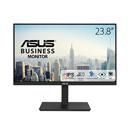 Image of ASUS VA24ECPSN Docking Monitor – 23.8 inch, Full HD, IPS, Frameless, USB-C, RJ45, 75Hz, Adaptive-Sync, Stereo Speakers, Low Blue Light, Flicker Free, Ergonomic Design, Wall Mountable
