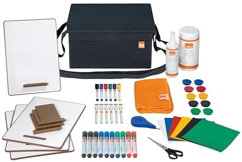 Image of Nobo Whiteboard Accessories Kit Bag, Durable Bag with 47 Whiteboard Accessories, 23x20x35.5cm, 50% Recycled Material, Charcoal Grey, 1915711
