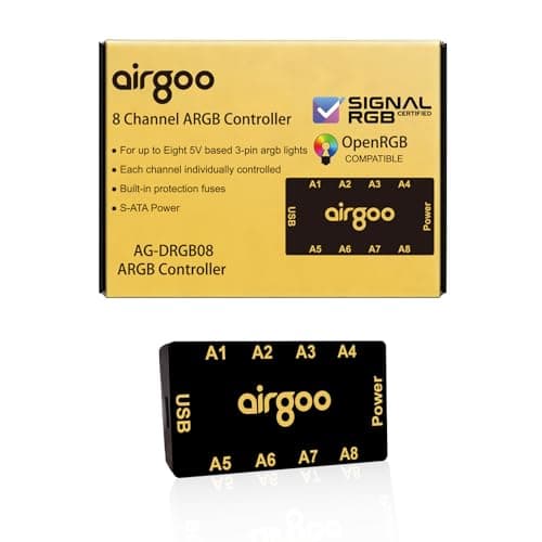 Image of airgoo Magnetic 8-Port ARGB Controller, Compact SATA Powered ARGB PC Lighting Hub, Easy Install for Mini & Mid-Tower Cases, Compatible with SignalRGB & OpenRGB, AG-DRGB08