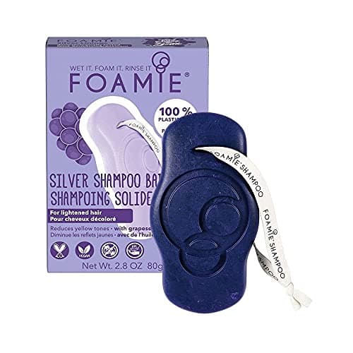 Image of FOAMIE Silver Shampoo Bar for Blonde Hair, grape seed oil, Plastic-Free, pH-Balanced, Soap-Free, No Sulphates or Parabens. Made in the UK.
