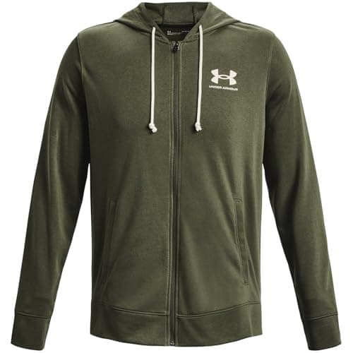 Image of Under Armour Mens Rival Full Zip Hoodie Long Sleeve Green L