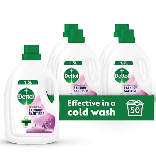 Image of Dettol Laundry Sanitiser, Antibacterial, Lavender Scented, 6L Total (1.5L x 4pck) 12hr Freshness, Removes Odour, Prevents colour fading, Kills 99.9 Percent of Bacteria