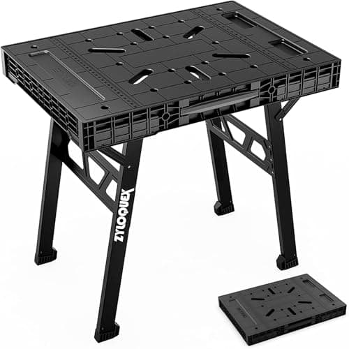 Image of Foldable Work Bench,Easy Step Protable Work Table,34" W x 25" D x 31" H Lightweight Workbench wih 1650 LBS,Work Benches for Garage,Work Bench Suitable for Garage,Workshop and Home (Green)