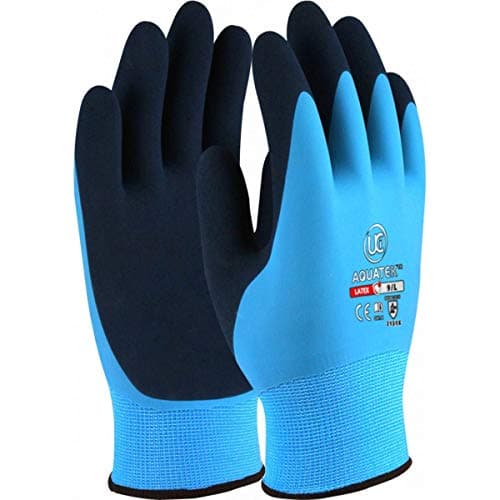 Image of UCI AQUATEK Latex Waterproof Fully Coated Grip Work Gloves Blue (9/Large)