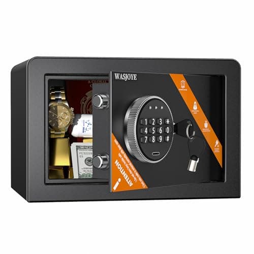 Image of WASJOYE 10L Security Safe box Digital Deposit Box for Home, Small Hidden Safes with Keys, Lock Box for Home Business Office Money Gun Jewelry Passport