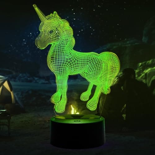Image of Aquarius LED 7 Different Colour Changing 3D Hologram Lamp Easy to Use AAA Battery Powered Bed Side Dimmable Night Light Lamp Gift Idea for Kids, Unicorn