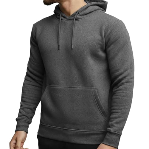 Image of SKT Men's Cotton Hoodie Hooded Sweatshirt Overhead (UK, Alpha, XL, Regular, Regular, Charcoal)