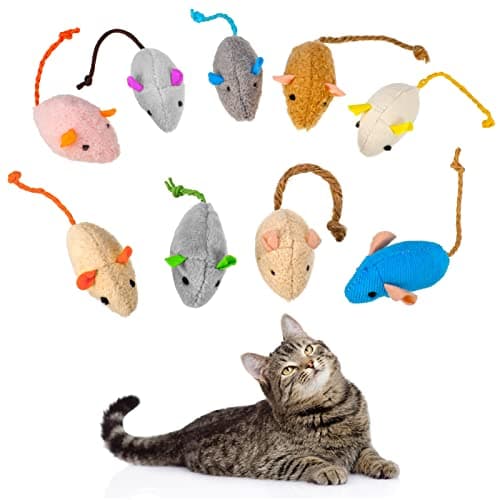 Image of Dacitiery 9 Pcs Catnip Mice Toys for Cats, Soft Mouse Toys for Playing, Chewing, Teeth Cleaning, Realistic Plush Toy for Kittens