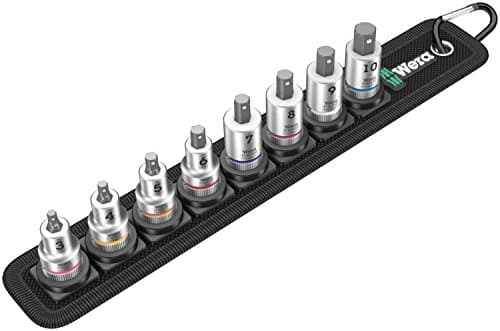 Image of Wera Belt B 2 Zyklop in-Hex-Plus Holding Function bit Socket Set, 3/8" Drive, 8pc, 05003971001, Black
