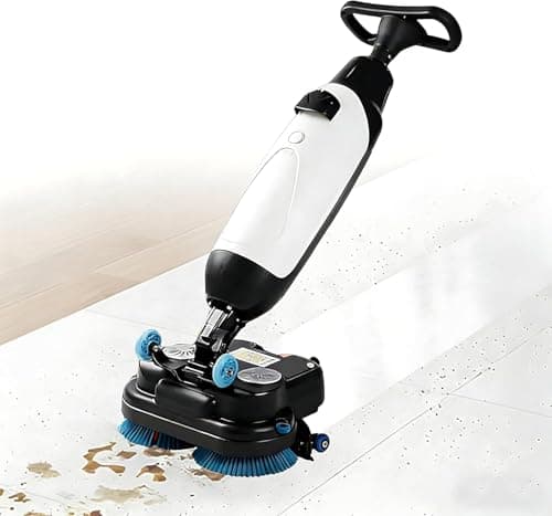 Image of Commercial Electric Floor Scrubber with Dual Rotary Brushes, 4.5L+7.5L Tanks, 13000 sq ft/h Coverage for Tile, Marble & Cement Floors, Large Spaces
