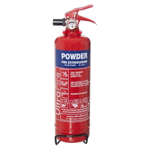 Image of UltraFire 1kg Powder Fire Extinguisher - Car, Taxi, Caravan, Camping, Boat - Kitemarked EN3