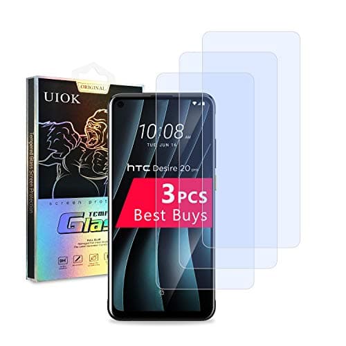 Image of UIOK Premium Screen Protectors for HTC Desire 20 Pro [3-Pack] 9H Tempered Glass HTC Desire 20 Pro Screen Protector Ultra Clear Anti-Scratch Anti-Fingerprint Protective Film