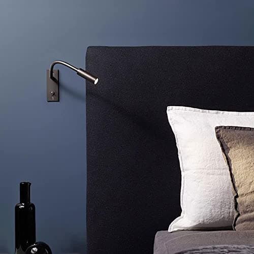 Image of SYAXVOM 3W Hardwired Adjustable Gooseneck Wall Reading Lamp - 3000K Warm White Light for Bedroom and Study Room (Black)(Black)