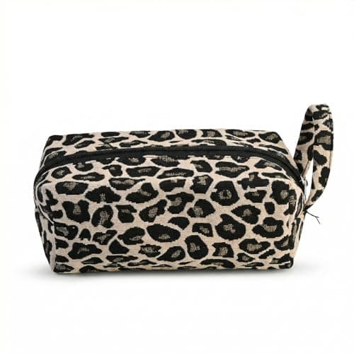 Image of Leopard Print Makeup Bag, Small Makeup Bag for Handbag, Travel Toiletry Organizer, Portable Cosmetic Pouch for Women and Girls, Mini Travel CosmeticWash Case, Leopard Print Pouch