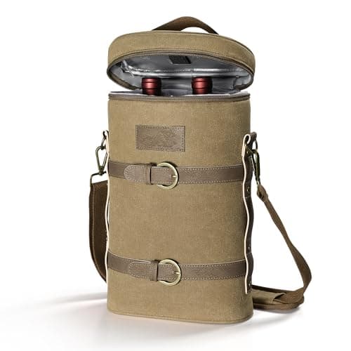 Image of Kato Tirrinia 2 Bottles Wine Cooler Bag Insulated Bottle Bag Wine Carrier, Leakproof Padded Bottles Cooler Bags Portable with Strap Unique Wine Gift for Wine Lovers Outdoor Picnic Party Camping
