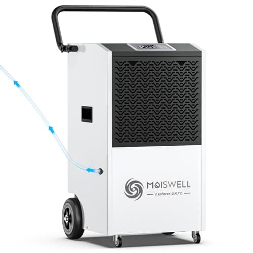 Image of Moiswell 80L Commercial Dehumidifier with Pump, 350m³ Coverage Industrial Use Portable Dehumidifier with Wheels, Fit for Water Damage Restoration, Basement, Garage