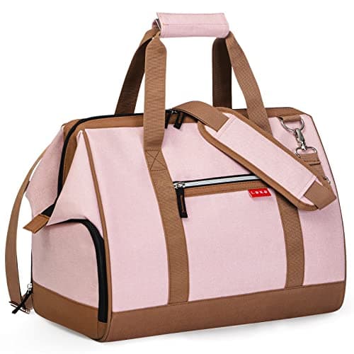 Image of Lekesky Weekend Overnight Bags for Women - 33l Top Large Opening Travel Duffles Bag, Holdall Bag for Airlines with Shoes Compartment (Pink,42 * 33 * 24cm)