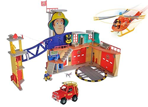 Image of Simba - Mega XXL Fireman Sam Station - Fire Station with Helicopter Wallaby, 4 x 4 Fire Engine (Red) and Figures of Sam, Tom & Penny, Toy for Children from 3 Years [Exclusive to Amazon]