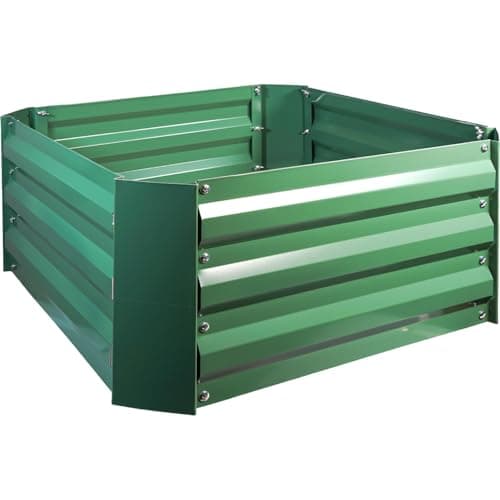 Image of St Helens Home and Garden Metal Raised Garden Bed, Square Shape, Anti Rust Coating, Easy Assemble For Vegetables, Fruits, herbs and Flowers In Green