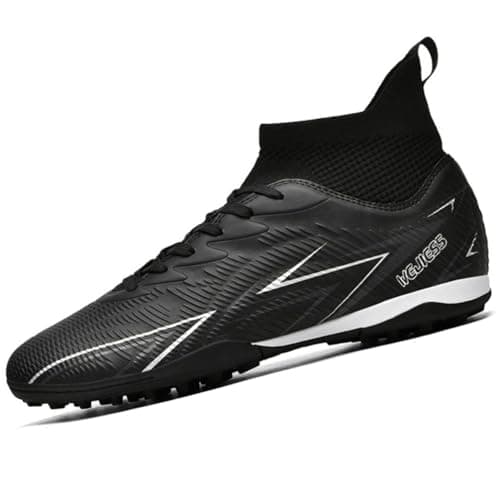 Image of Football Boots Men's High-Top TF Children's Studded Shoes Youth Football Shoes Athletics Training Shoes Indoor Sports Soccer Shoes Kids Astro Turf Boots Black 8 UK