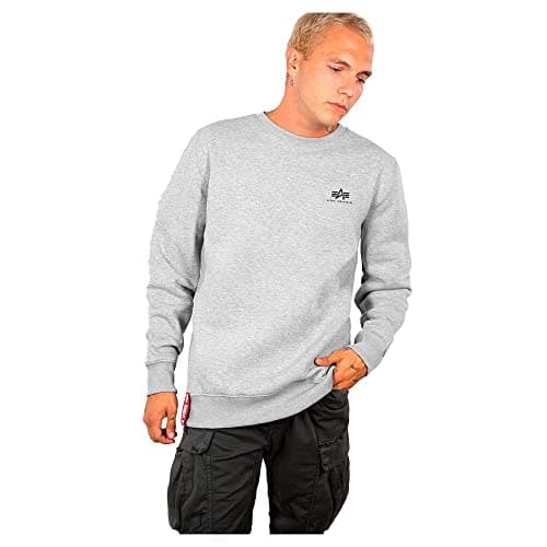 Image of Alpha Industries Basic Sweater Small Logo Sweatshirt for Men Grey Heather